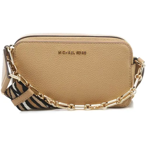 Beige Hammered Leather Bag with Fabric Shoulder Strap , female, Sizes: ONE SIZE - Michael Kors - Modalova