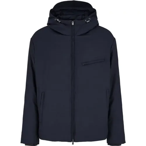 Blauer Wollmischung Wasserabweisender Mantel , Herren, Größe: 3XL - Emporio Armani - Modalova