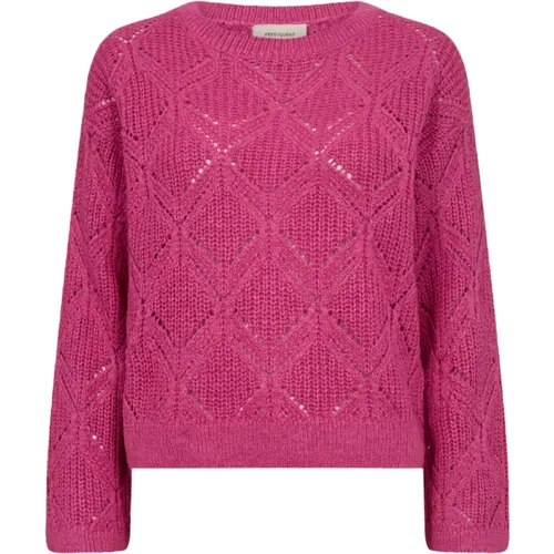 Knitted Sweater with Ajour Pattern , female, Sizes: XL, L, 2XL - Freequent - Modalova