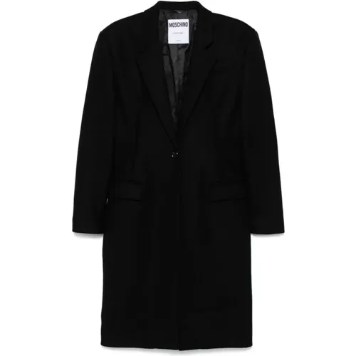 Wool Blend Coat Button Fastening , female, Sizes: S, XS - Moschino - Modalova