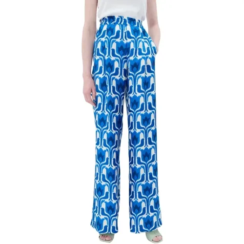 Sapphire Patterned Silk Pants , female, Sizes: S - Odeeh - Modalova