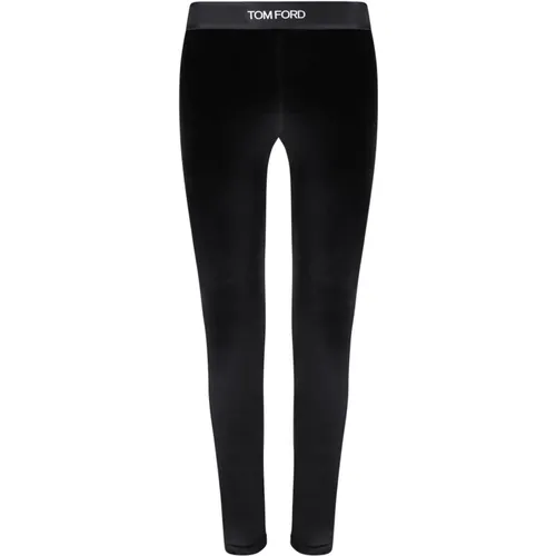 Luxuriöse Schwarze Samthose , Damen, Größe: L - Tom Ford - Modalova