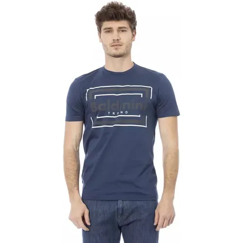 Blau Baumwolle Stilvolles T-Shirt , Herren, Größe: M - Baldinini - Modalova