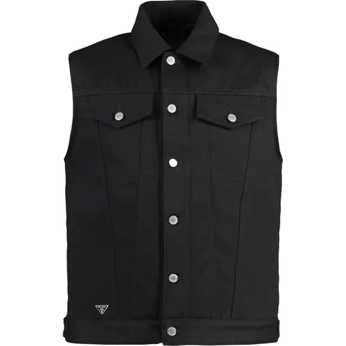 Denim Waistcoat Stylish Sleeveless Design , male, Sizes: M, L - Prada - Modalova