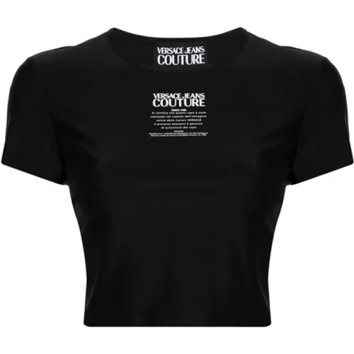 Schwarzes Logo-Print Cropped T-Shirt - Versace Jeans Couture - Modalova
