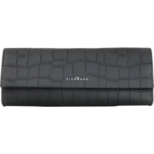 Schwarze Kroko-Effekt Clutch - Richmond - Modalova