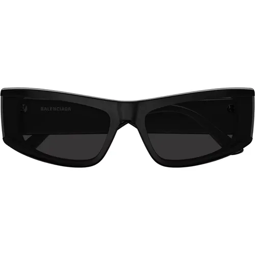 Mutige Unisex Sonnenbrille mit Offener Brücke und Logo-Druck , unisex, Größe: 66 MM - Balenciaga - Modalova