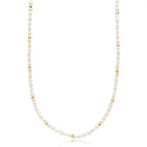 Pearl Choker Necklace with Gold Plating , male, Sizes: ONE SIZE - Nialaya - Modalova