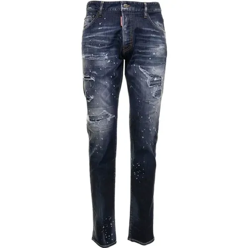 Slim Fit Blaue Jeans , Herren, Größe: L - Dsquared2 - Modalova