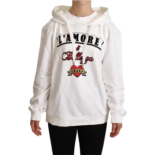 L`Amore Hooded Pullover Sweater , female, Sizes: 3XS, 2XS - Dolce & Gabbana - Modalova