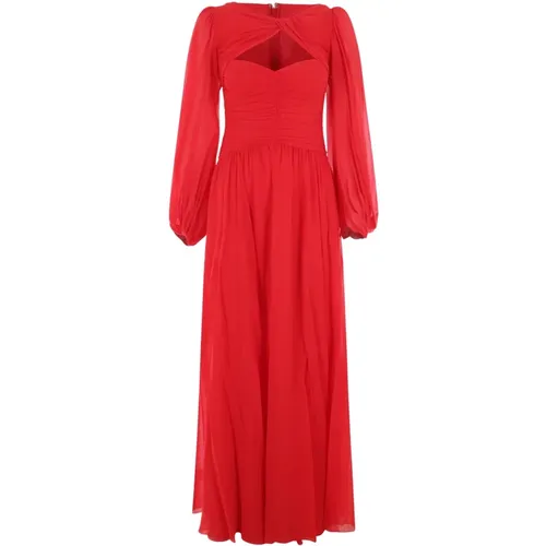 Rotes Drapiertes Seiden-Georgette-Kleid mit Bustier-Struktur - Giambattista Valli - Modalova