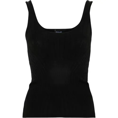 Schwarzes Strick Tank Top , Damen, Größe: S - Mugler - Modalova