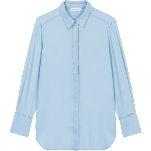 Lässige Lange Bluse aus Lyocell Denim , Damen, Größe: L - Marc O'Polo - Modalova