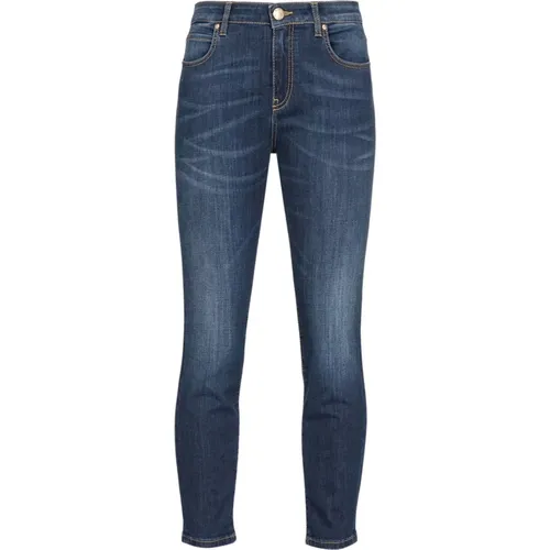 Blaue Stretch-Denim-Skinny-Jeans mit Love Birds Stickerei , Damen, Größe: W27 - pinko - Modalova