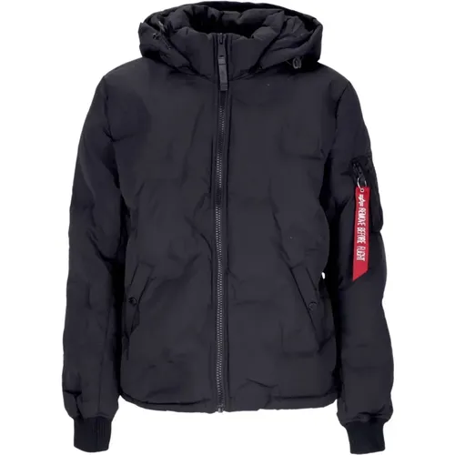 Schwarze Logo Puffer Daunenjacke - alpha industries - Modalova