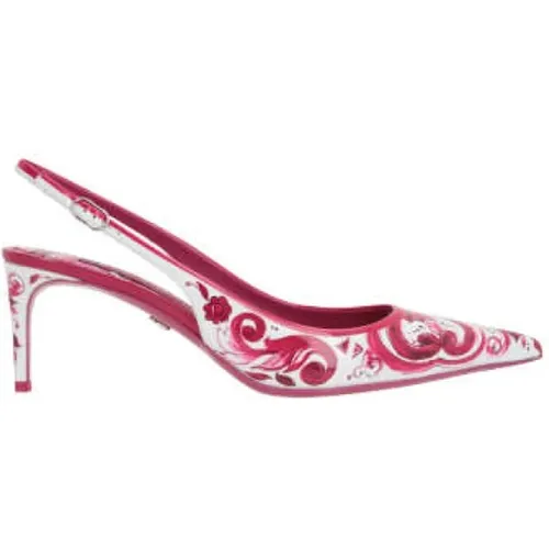 Slingback mit Absatz im Maiolica-Print , Damen, Größe: 35 EU - Dolce & Gabbana - Modalova