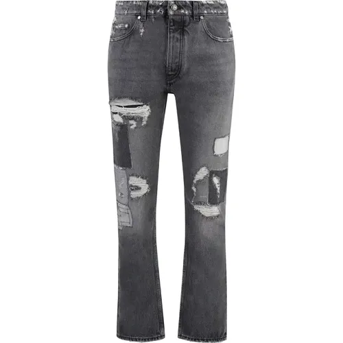 Straight Leg Jeans mit Distressed-Details , Herren, Größe: W31 - Palm Angels - Modalova