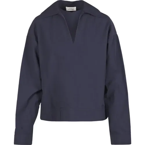 Poplin Shirt with Pointed Collar and V-Neck , female, Sizes: L, 2XS, M, XS, S - Ottod'Ame - Modalova