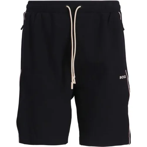 Schwarze Baumwollshorts - Gerader Schnitt - Hugo Boss - Modalova