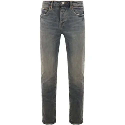 Slim-Fit Denim Jeans in Indigo mit Used-Effekt , Herren, Größe: W36 - Purple Brand - Modalova