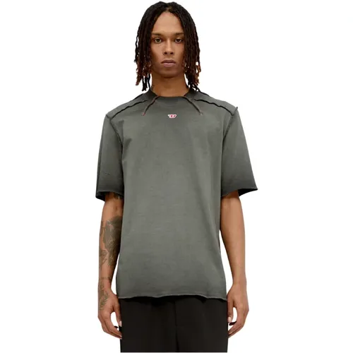 Baumwoll-Jersey T-Shirt mit Schulterpatches - Diesel - Modalova