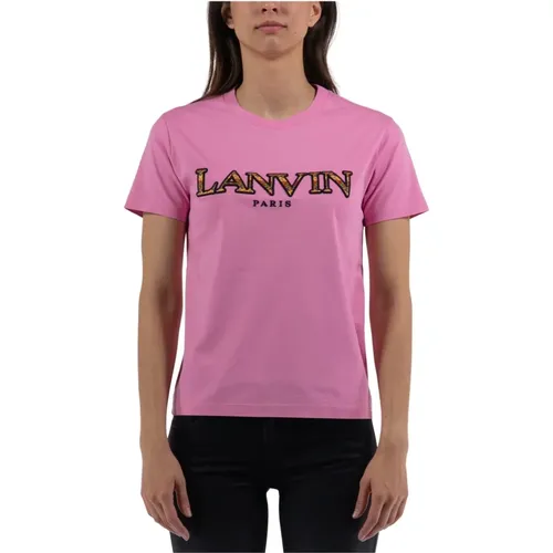 Elegant Women`s Cotton T-Shirt with Detailed Embroidery , female, Sizes: S, M - Lanvin - Modalova