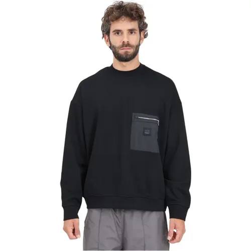 Schwarzer Pullover mit Taschendetail , Herren, Größe: L - Armani Exchange - Modalova