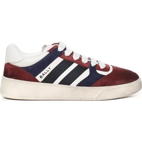 Leather Suede Sneakers White Black Burgundy , male, Sizes: 8 UK, 9 UK, 6 UK - Bally - Modalova