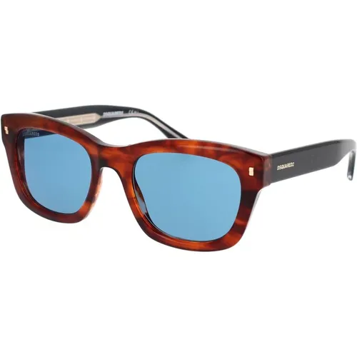 Vintage Sunglasses with Havana Frame and Maple Leaf Terminals , unisex, Sizes: 52 MM - Dsquared2 - Modalova
