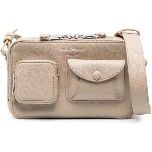 Leather Bicolor Shoulder Bag , female, Sizes: ONE SIZE - Emporio Armani - Modalova