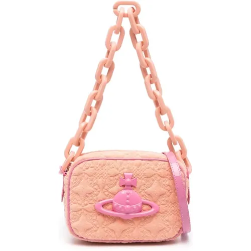 Embroidered Peach /Pink Bag , female, Sizes: ONE SIZE - Vivienne Westwood - Modalova