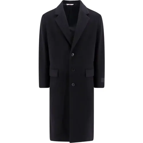 Schwarze Wollmischung Jacke mit Logo-Knöpfen - Valentino - Modalova