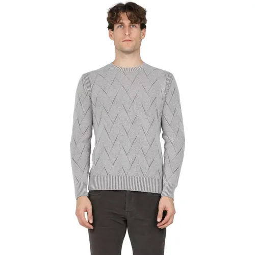 Zigzag Wool and Cashmere Crewneck Sweater , male, Sizes: M, XL - Gran Sasso - Modalova