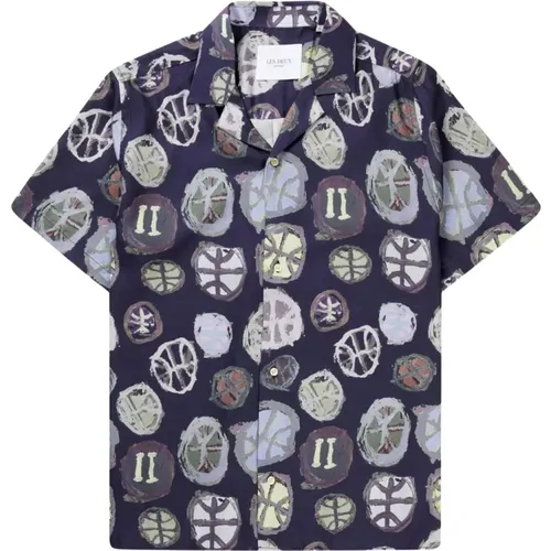 Printed Short Sleeve Shirt , male, Sizes: S - Les Deux - Modalova