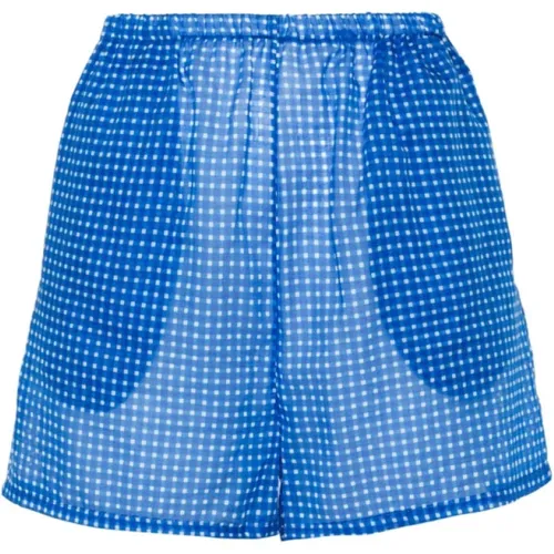 Gingham Check Cotton Shorts , female, Sizes: S - Ermanno Scervino - Modalova