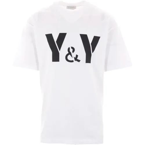 Oversize Baumwoll Jersey T-shirt mit Y&Y Print - Yohji Yamamoto - Modalova