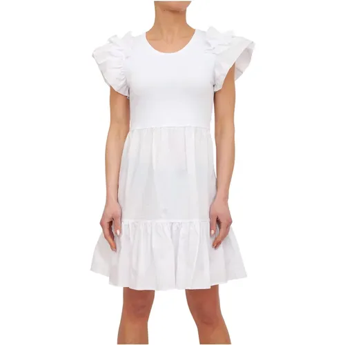 Weiße Baumwollkleid , Damen, Größe: 2XS - Liu Jo - Modalova