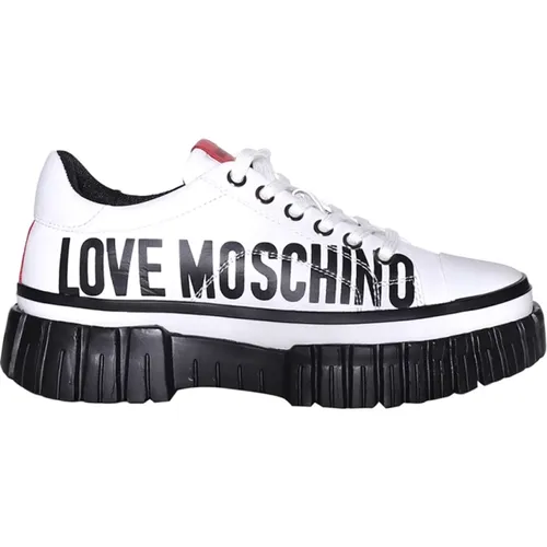 Weiße Flache Schuhe - Leicht und Natürlich , Damen, Größe: 41 EU - Love Moschino - Modalova