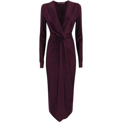 Bordeaux Satin Cross-Over Dress , female, Sizes: L, S, M, XS - Philosophy di Lorenzo Serafini - Modalova