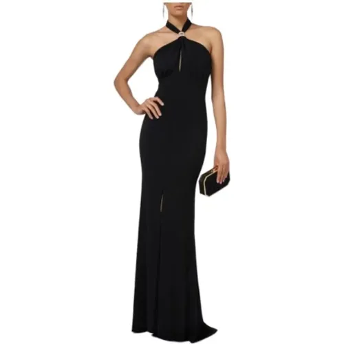 Schwarzes Rückenfreies Langes Kleid Ab71747E2 - Elisabetta Franchi - Modalova