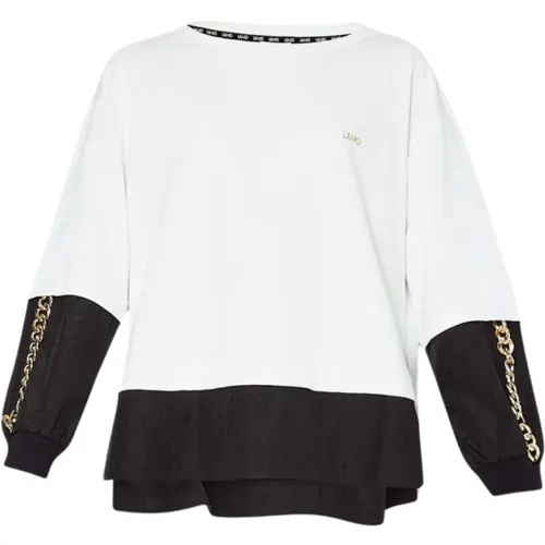 Womens Crewneck Sweatshirt with Chain Detail , female, Sizes: S, XS - Liu Jo - Modalova