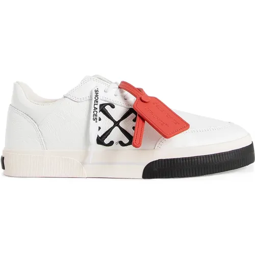 Off , Vulkanisierte Leder Sneakers Weiß-Schwarz , Herren, Größe: 43 EU - Off White - Modalova