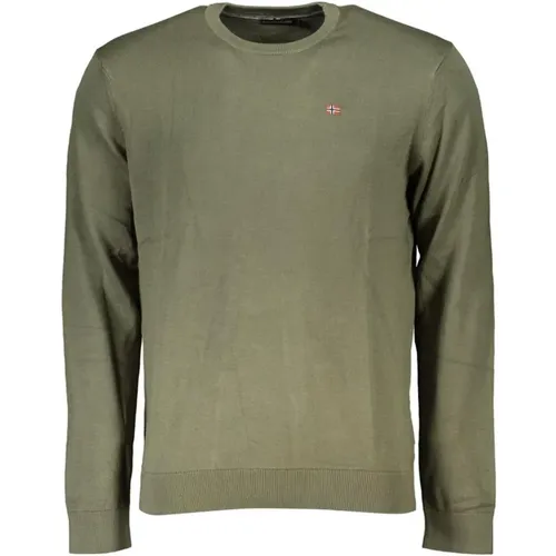 Grüner Crew Neck Bestickter Pullover , Herren, Größe: 2XL - Napapijri - Modalova