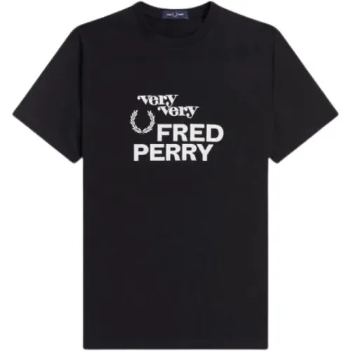 Printed Round Neck Cotton T-Shirt , male, Sizes: L - Fred Perry - Modalova