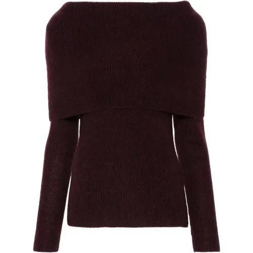 Burgundy Jersey Sweater , female, Sizes: M, XS - Fabiana Filippi - Modalova