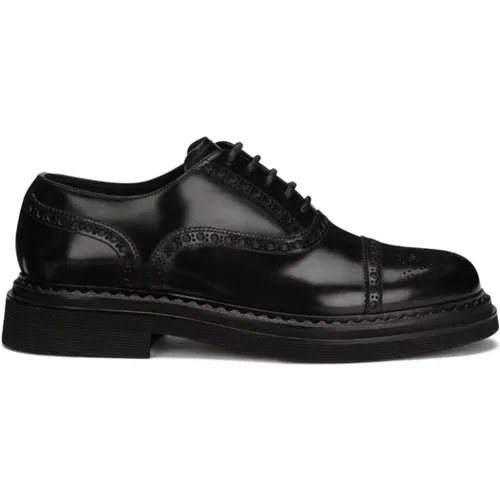 Schwarze flache Schuhe Eleganter Stil , Herren, Größe: 43 EU - Dolce & Gabbana - Modalova
