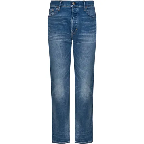 Blaue Jeans mit Knopfverschluss vorne - Tom Ford - Modalova