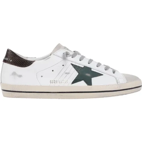 Stylish Leather Sneakers in White/Green/Brown , male, Sizes: 11 UK, 7 UK, 8 UK, 9 UK, 10 UK, 6 UK - Golden Goose - Modalova