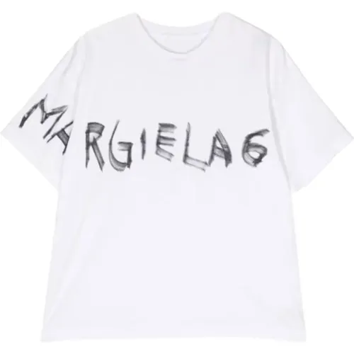 Weißes Kinder T-Shirt mit Logo-Print - Maison Margiela - Modalova