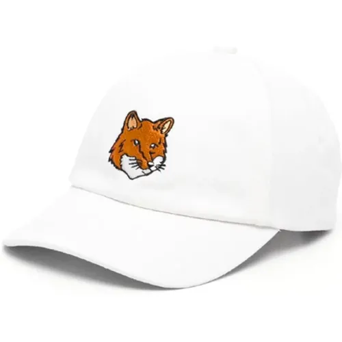 Weißer Großer Fox Head Baumwollhut - Maison Kitsuné - Modalova